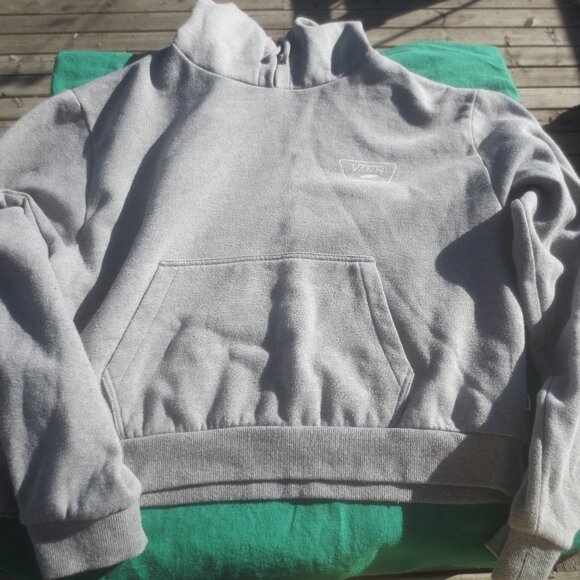 Vans Varsity Gray Women's Cropped Short Body Pullover Fleece Hoodie - Size Large - Picture 1 of 11